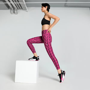 Train Fave Women's High Waisted 7/8 Training Tights, Garnet Rose-Zig Zag Print, extralarge-IND