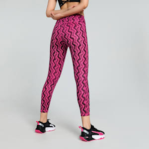 Train Fave Women's High Waisted 7/8 Training Tights, Garnet Rose-Zig Zag Print, extralarge-IND