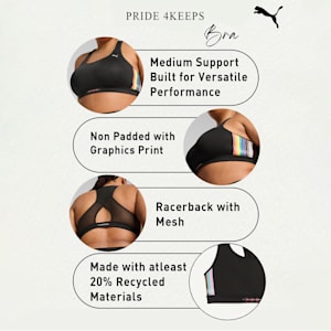 PRIDE 4KEEPS Women's Padded Running Bra, PUMA Black, extralarge-IND