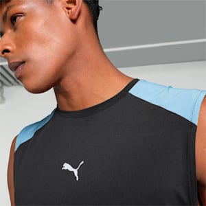 PUMA x one8 Men's Slim Fit Training Singlet, PUMA Black-Zen Blue, extralarge-IND