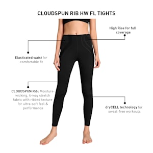 CLOUDSPUN Women's Rib High Waist Training Tights, PUMA Black, extralarge-IND