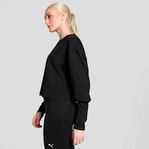 STUDIO CLOUDSPUN Women's Relaxed Fit Crew-Neck Training Sweatshirt, PUMA Black, extralarge-IND