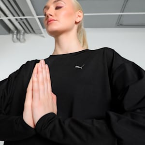 STUDIO CLOUDSPUN Women's Relaxed Fit Crew-Neck Training Sweatshirt, PUMA Black, extralarge-IND