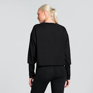 STUDIO CLOUDSPUN Women's Relaxed Fit Crew-Neck Training Sweatshirt, PUMA Black, extralarge-IND