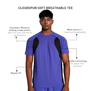 CLOUDSPUN Soft Breathable Men's Training Tee, Lapis Lazuli, extralarge-IND
