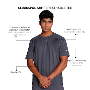 CLOUDSPUN Soft Breathable Men's Training Tee, Galactic Gray, extralarge-IND