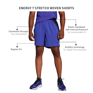 ENERGY 7-Stretch Men's Training Woven Shorts, Lapis Lazuli, extralarge-IND