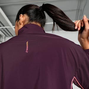 Run For Her Women's Woven Half-Zip Running Jacket, Midnight Plum-Sunset Glow, extralarge-IND