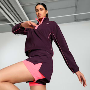 Run For Her Women's Woven Half-Zip Running Jacket, Midnight Plum-Sunset Glow, extralarge-IND