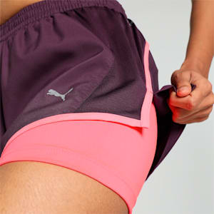 RUN FAV Velocity Women's 2-in-1 Running Shorts, Midnight Plum-Sunset Glow, extralarge-IND