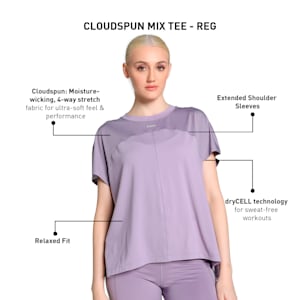 CLOUDSPUN Mix Women's Relaxed Fit Training Tee, Pale Plum, extralarge-IND