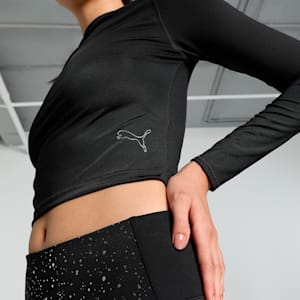 INTERGALACTIC Women's Long Sleeve Training Crop Top, PUMA Black, extralarge-IND