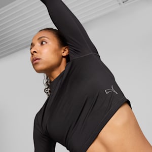 INTERGALACTIC Women's Long Sleeve Training Crop Top, PUMA Black, extralarge-IND