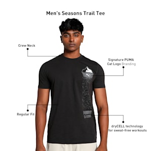 SEASONS Men's Trail Running Tee, PUMA Black, extralarge-IND