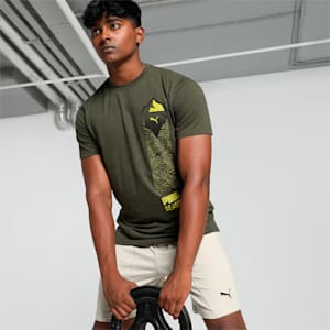 SEASONS Men's Trail Running Tee, Dark Olive, extralarge-IND