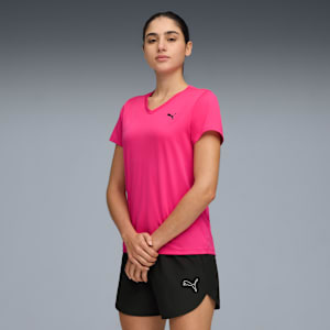 TAD ESSENTIALS V-Neck Tee Women, Glowing Pink, extralarge