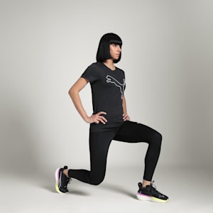 Train All Day Heather Logo Women's Training Tee, PUMA Black Heather, extralarge-IND
