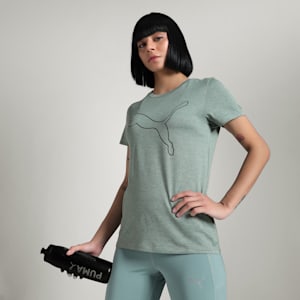 Train All Day Heather Logo Women's Training Tee, Green Moon Heather, extralarge-IND