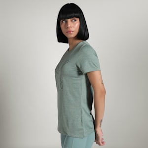 Train All Day Heather Logo Women's Training Tee, Green Moon Heather, extralarge-IND