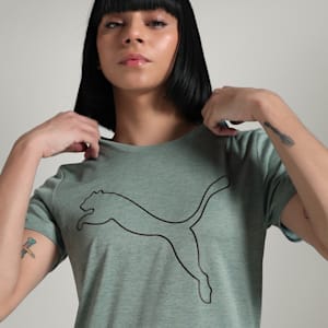 Train All Day Heather Logo Women's Training Tee, Green Moon Heather, extralarge-IND