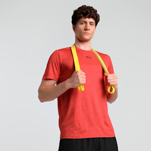 Train All Day Heather Cat Men's Training Tee, Red Fire Heather, extralarge-IND
