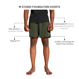 STUDIO FOUNDATION Men's Training Shorts, Dark Olive, extralarge-IND