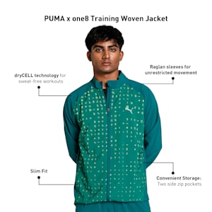 PUMA x one8 Men's Slim Fit Training Woven Jacket, Cold Green, extralarge-IND
