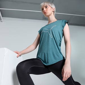 Heather Cat Women's Training T-shirt, Cold Green Heather, extralarge-IND