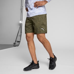 Men's All Over Print Running Shorts, Dark Olive-AOP, extralarge