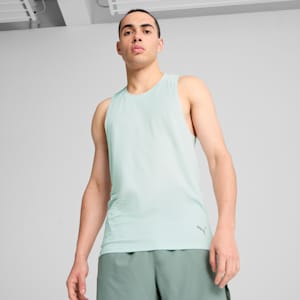 Playera sin mangas de running estampada para hombre, Peaceful Blue, extralarge