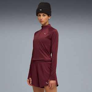 RUN VELOCITY CLOUDSPUN Women's 1/4 Zip Running Top, Ruby Shimmer-Heather, extralarge-IND