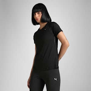 RUN CLOUDSPUN Women's Slim Fit Running Tee, PUMA Black, extralarge-IND