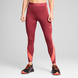 PUMA STRONG High-Waisted 7/8 Color Block Women's Tights, Port, extralarge