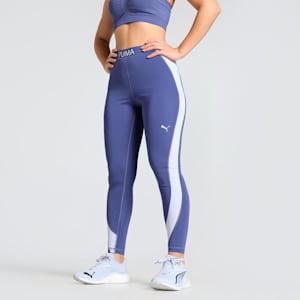 STRONG Women's Colour Block High-Waisted 7/8 Training Tights, Blue Crystal, extralarge-IND