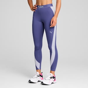 PUMA STRONG High-Waisted 7/8 Color Block Women's Tights, Blue Crystal, extralarge