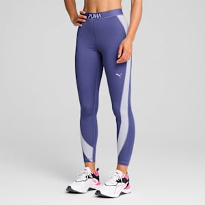 Shorts tiro alto 7/8 PUMA STRONG Colour Block para mujer, Blue Crystal, extralarge