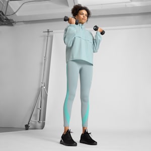 Shorts tiro alto 7/8 PUMA STRONG Colour Block para mujer, Modern Mint, extralarge