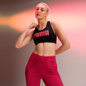 Mid Impact Graphic Women's Training Bra, PUMA Black, extralarge-IND