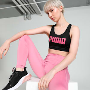 Mid Impact Graphic Women's Training Bra, PUMA Black, extralarge-IND
