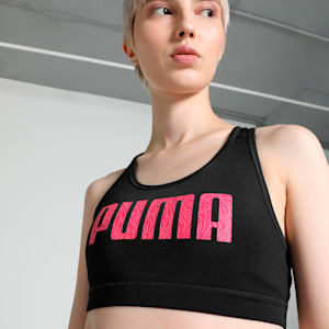 Mid Impact Graphic Women's Training Bra, PUMA Black, extralarge-IND