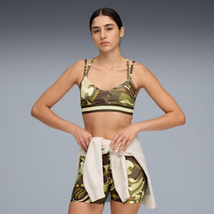 FLORAL RIBBON Low-Support Bra, Dark Olive, extralarge