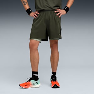 PUMA X HYROX Men 2-In-1 Performance Woven Shorts, Dark Olive, extralarge-IND