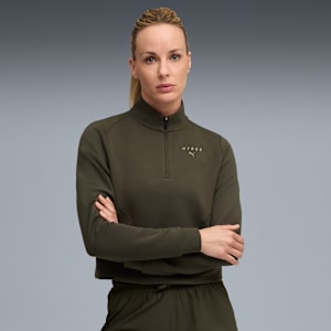 PUMA X HYROX Women's Soft Oversized Sweat Jacket, Dark Olive, extralarge-IND
