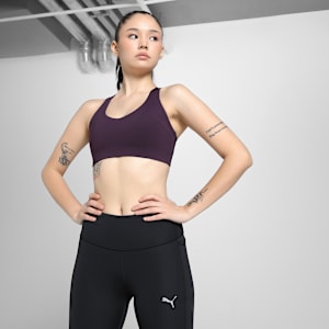 High Impact Women's Breathable Running Sports Bra, Midnight Plum, extralarge-IND
