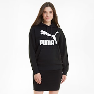 Classic Logo Relaxed Fit Woman's Hoodie, Puma Black, extralarge-IND