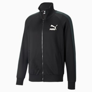 Iconic T7 Regular Fit Men's Track Jacket, Puma Black-Green Gables, extralarge-IND