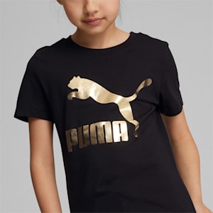 Camiseta con logo Classics para niña, Puma Black, extragrande