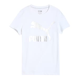 Classics Logo Girls T-Shirt, Puma White, extralarge-IND