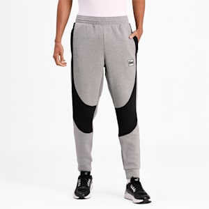 Dime Men's Basketball Trackpants, Medium Gray Heather-Puma Black, extralarge-IND