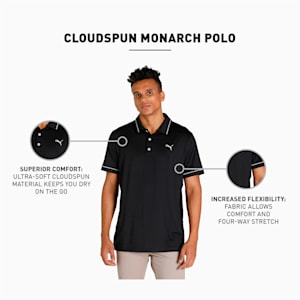 CLOUDSPUN Monarch Men's Golf Performance Polo, Puma Black Heather-High Rise